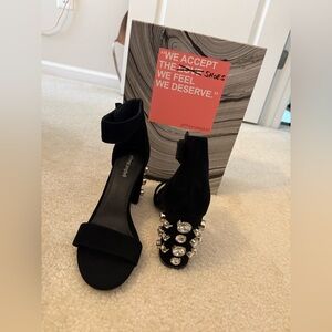 Jeffrey Campbell Black Suede Crystal Embellished Heels